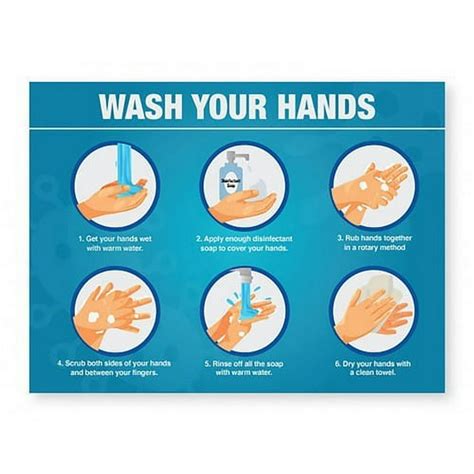 Lorell Wash Your Hands 6 Steps Sign 1 Each Wash Your Hands 6 Steps