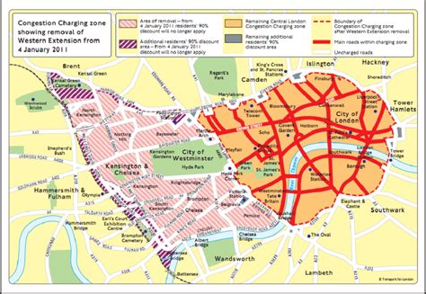 Map Of The Original Congestion Charge Zone Ccz Western Extension