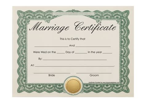 Marriage Certificate Template