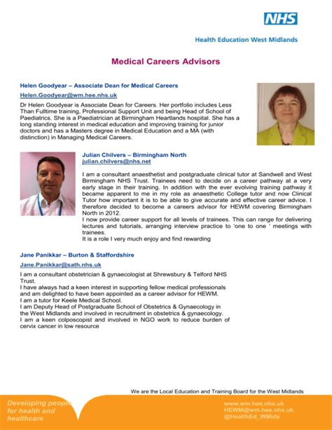 Medical Careers Advisors Health Education West Midlands