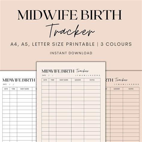 Midwife Birth Tracker Printable Midwife Student Planner Student