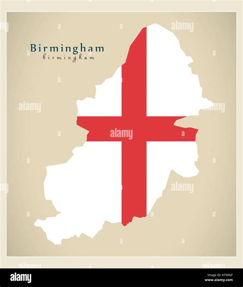 Modern City Map Birmingham With Flag Of England Illustration Stock