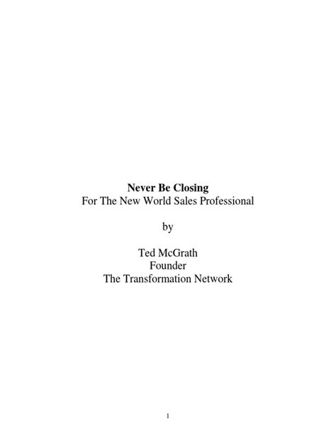 Never Be Closing By Ted Mcgrath Pdf Sales Human Nature