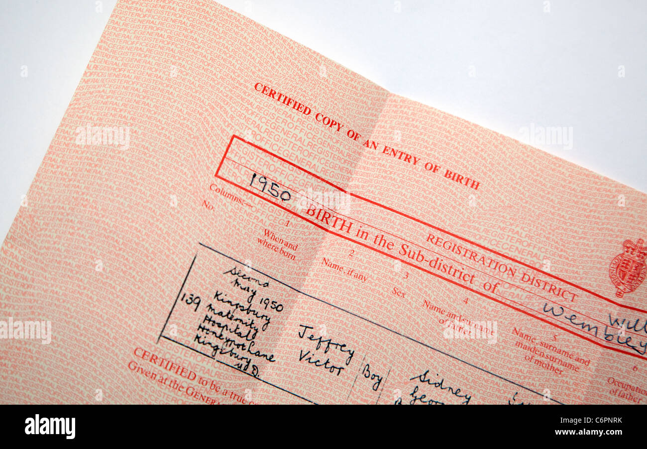 New Born Baby With Certificate Of Birth Stock Photo Alamy