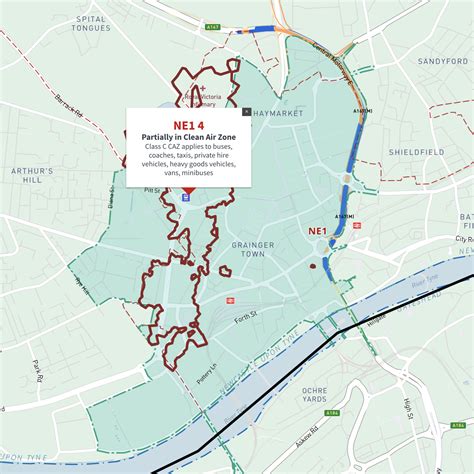 Newcastle Tyneside Clean Air Zone Map With Ne Postcode Boundaries Interactive Map Preview