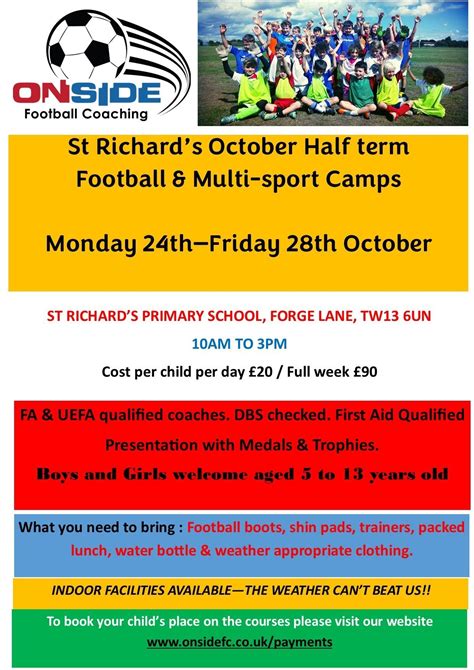 October Half Term Camps Onsidefc Co Uk