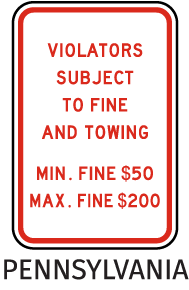 Pennsylvania Accessible Parking Penalty Sign T4573 By Safetysign Com