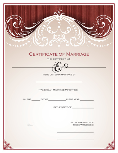 Personalized Modern Marriage Certificate American Marriage Ministries