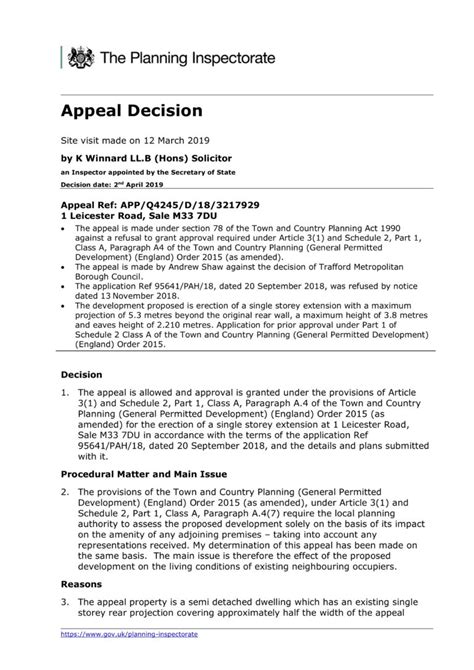 Planning Appeal Decision Trafford Just Planning Is A Planning Appeals