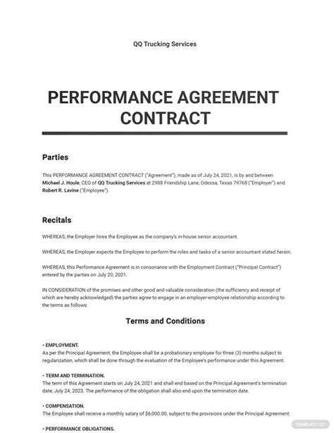 Planning Performance Agreement