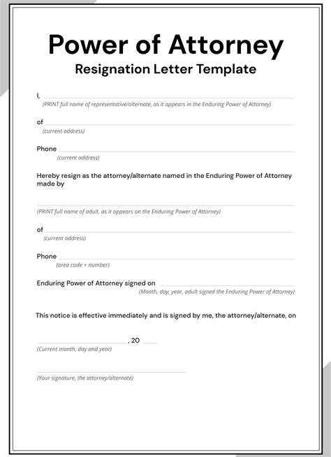 Power Of Attorney Resignation Letter Template Samples Letter Template Collection