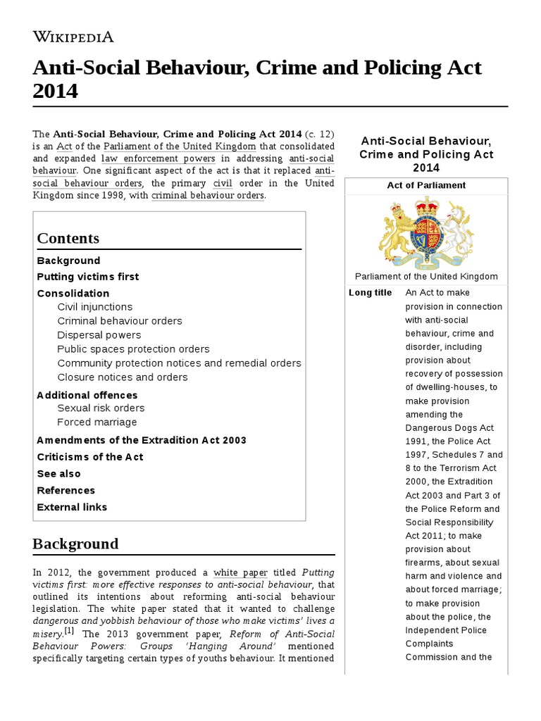 Ppt Anti Social Behaviour Crime And Policing Act 2014 Powerpoint