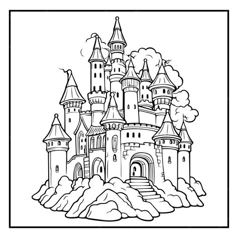 Premium Vector Castle Outline Drowing