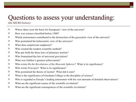 Questions To Assess Your Understanding