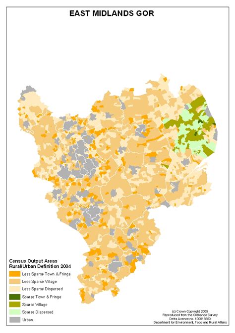 Regional Maps Of Rural Areas Census 2001 Region East Midlands Gov Uk