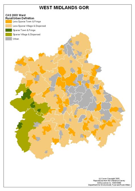 Regional Maps Of Rural Areas Census 2001 Region West Midlands Gov Uk