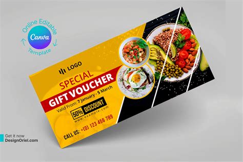 Restaurant Food Gift Voucher Canva Template