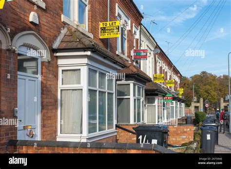 Row Of Terraced Student Houses In Selly Oak Birmingham With To Rent