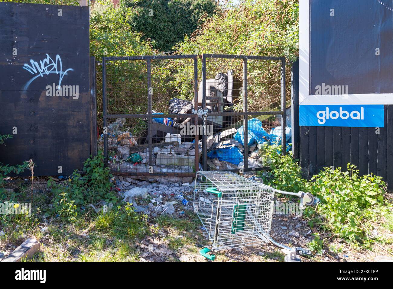 Rubbish Dumped By Gates In Bradford Street In Digbeth Birmingham Uk