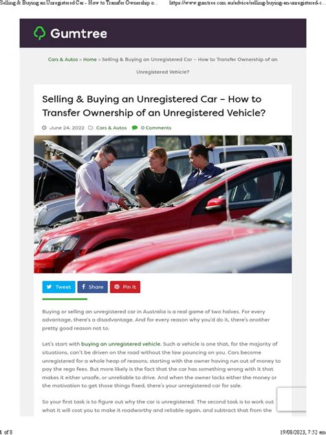 Selling Buying An Unregistered Car How To Transfer Ownership Of An