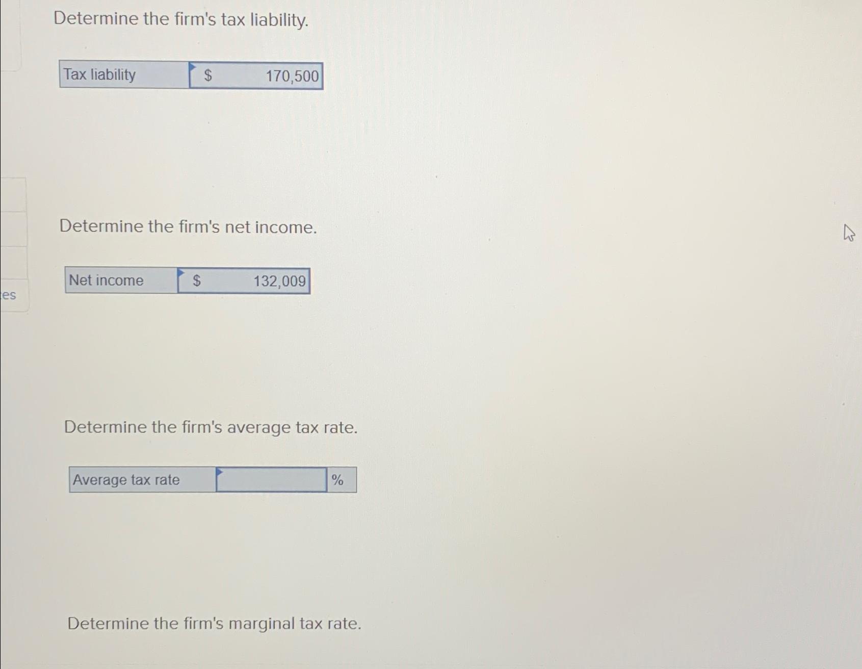 Solved Determine The Amount Of Tax Liability In Each Of The Chegg Com