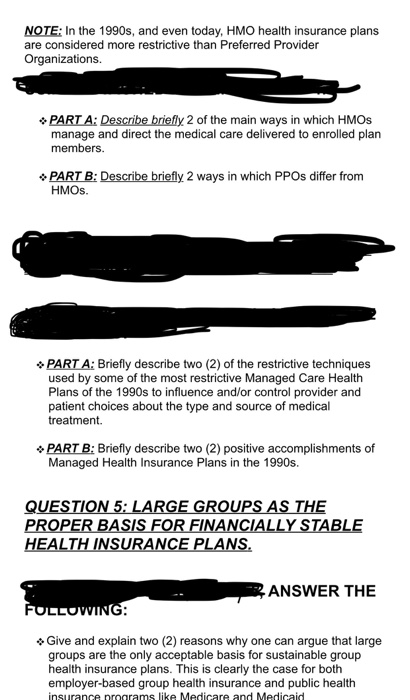 Solved Note In The 1990S And Even Today Hmo Health Chegg Com