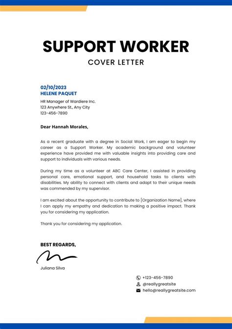 Support Worker Cover Letter Examples With Guide Icover