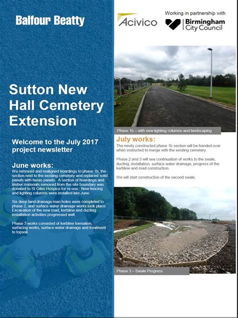 Sutton New Hall Cemetery Extension Bulletin 7 Works To Date And