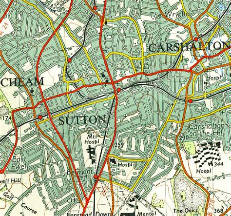 Sutton Surrey Map From 1955 Amp 1970S