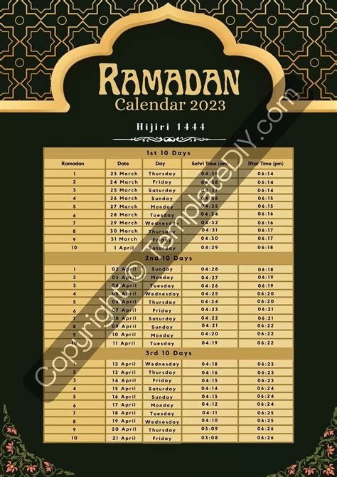 The Rama Calendar Is Shown In Gold And Green