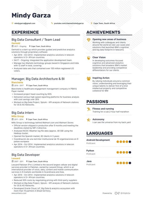 The Ultimate 2019 Guide For Big Data Resume Examples 200 Resume