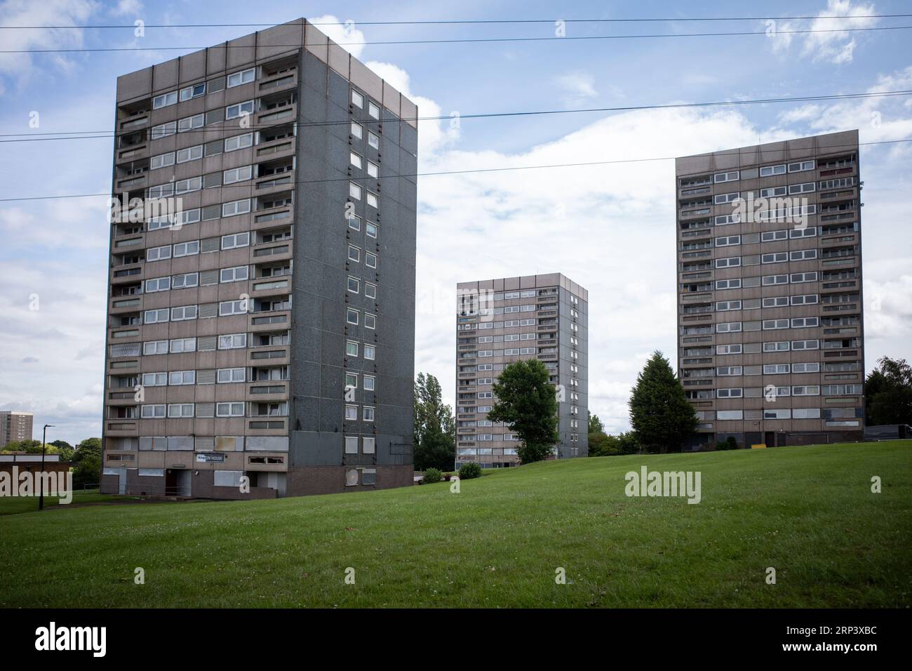 Three Abandoned Grey Tower Blocks In Druids Heath Birmingham Stand Empty Awaiting Demolition