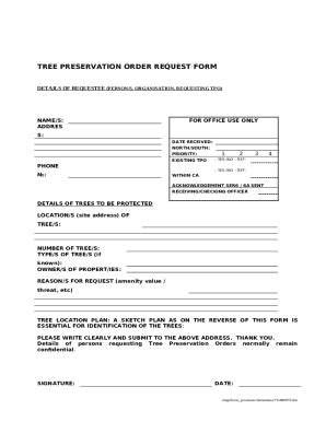 Tree Preservation Order Request Doc Template Pdffiller