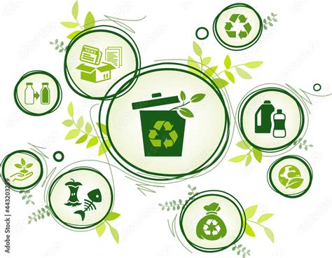 Vetor De Waste Recycle Vector Illustration Green Concept With Icons