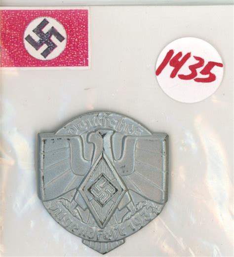 Wwii German Army Pin Deutiches Jugendfert 1937 With Eagle Nazi Symbol